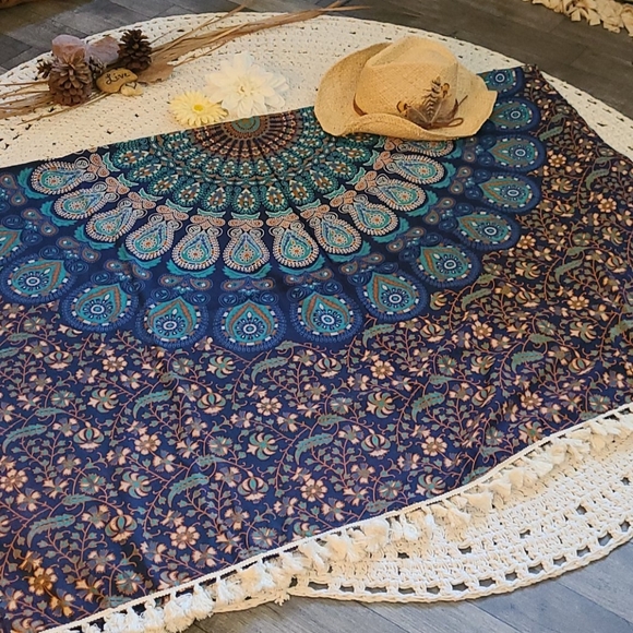 NEW BO HO FRINGE WALL ART,TABLE CLOTH, BED THROW - Picture 2 of 16